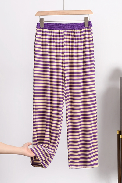 Women All Season Striped Straight Leg Lounge Pants