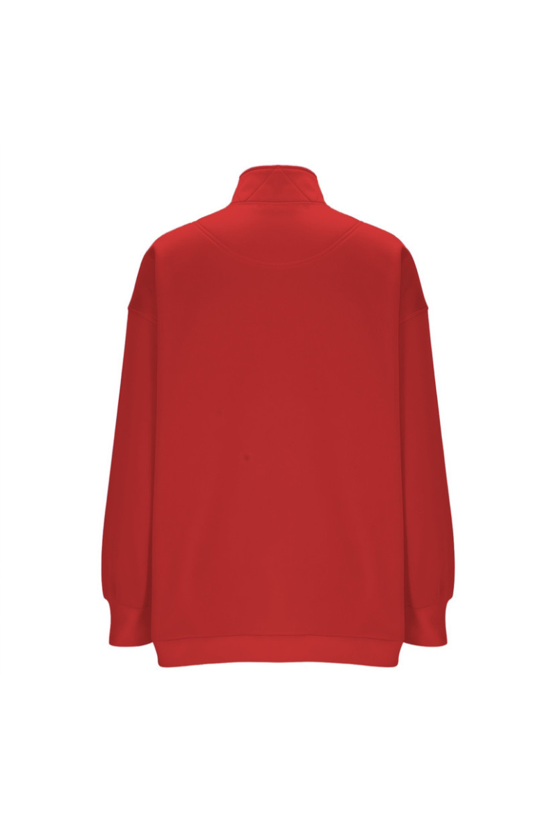 Women Fall Half Zip Snap Button Kangaroo Pocket Sweatshirt