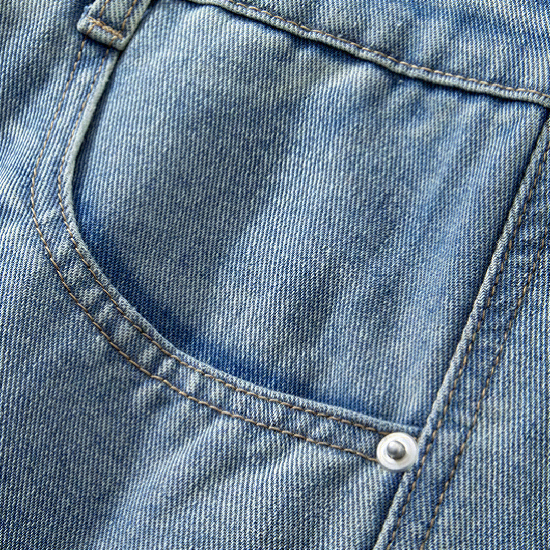 Men's Summer Gradient Wash Carpenter Baggy Denim Shorts