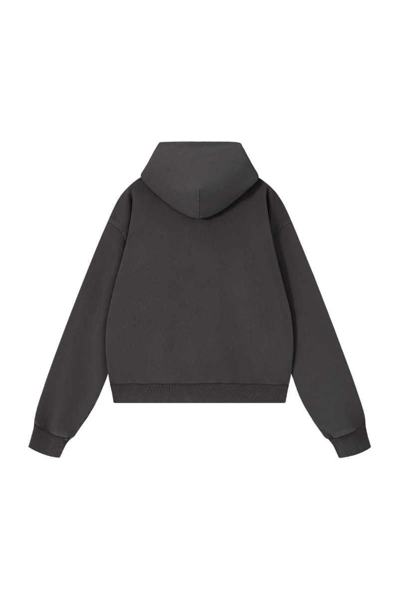 Unisex Fall Washed Vintage Boxy Double Zip Hoodie