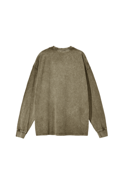 Unisex Fall 250gsm Cotton Wax Washed Long Sleeve Tee