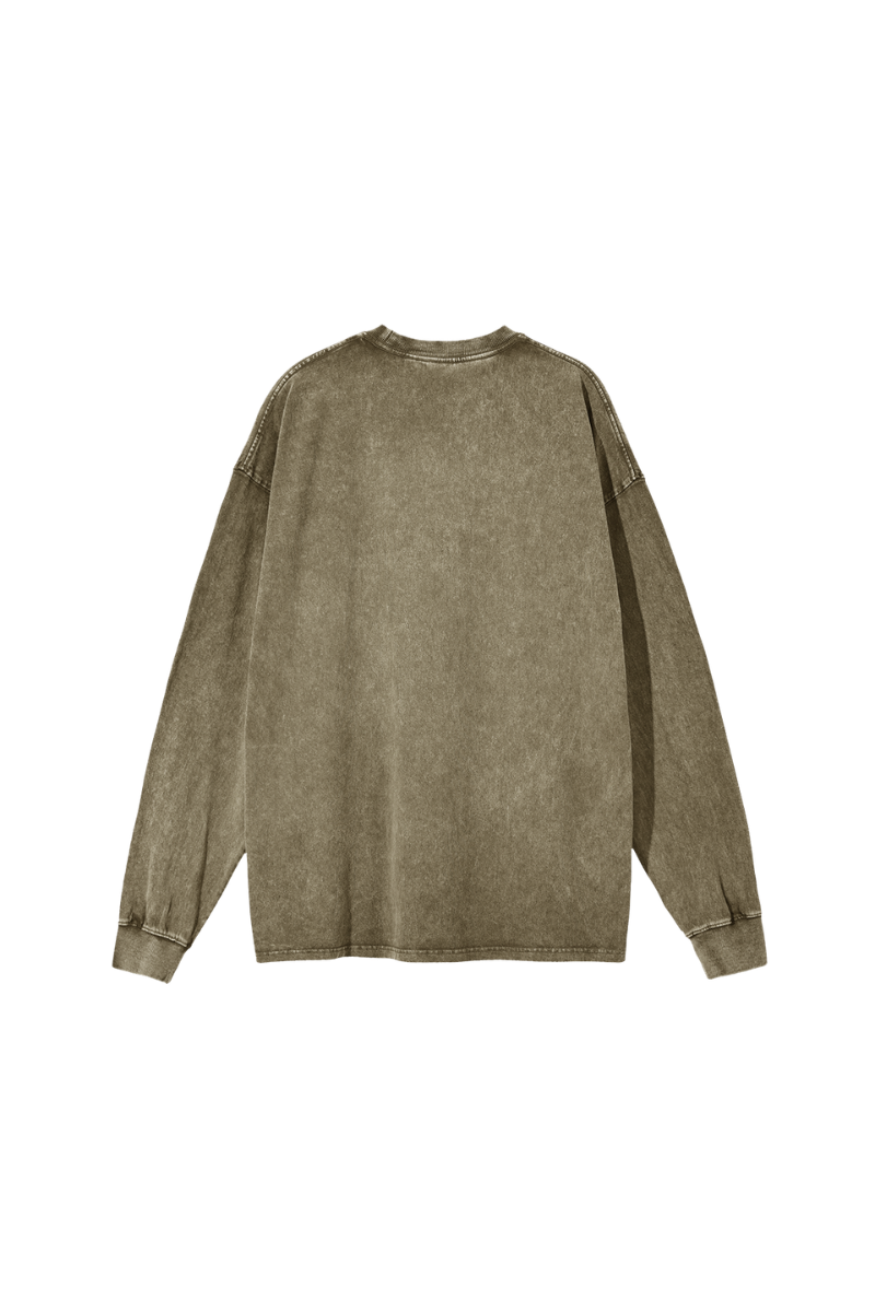 Women Spring 250G Wax Washed Oversized Long Sleeve T-Shirt