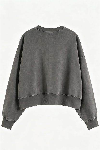 Women's Fall Dazzling-Wash Cropped Crewneck Sweatshirt