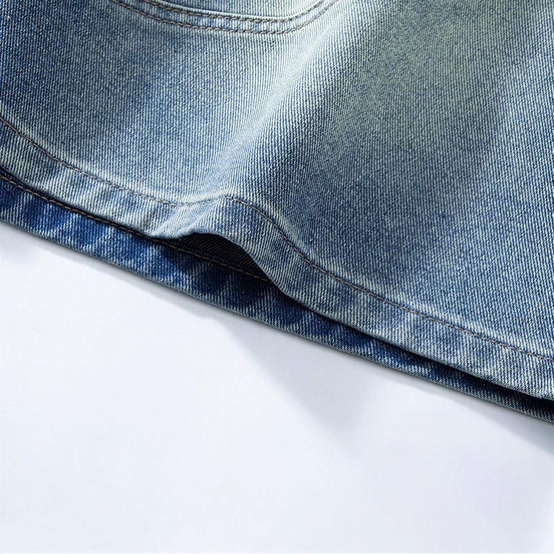 Men's Summer Gradient Wash Carpenter Baggy Denim Shorts