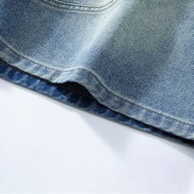 Men's Summer Gradient Wash Carpenter Baggy Denim Shorts
