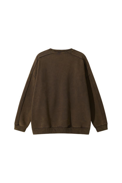 Men Fall Clothing Vintage Wax-Dyed Boxy Crew Sweatshirt