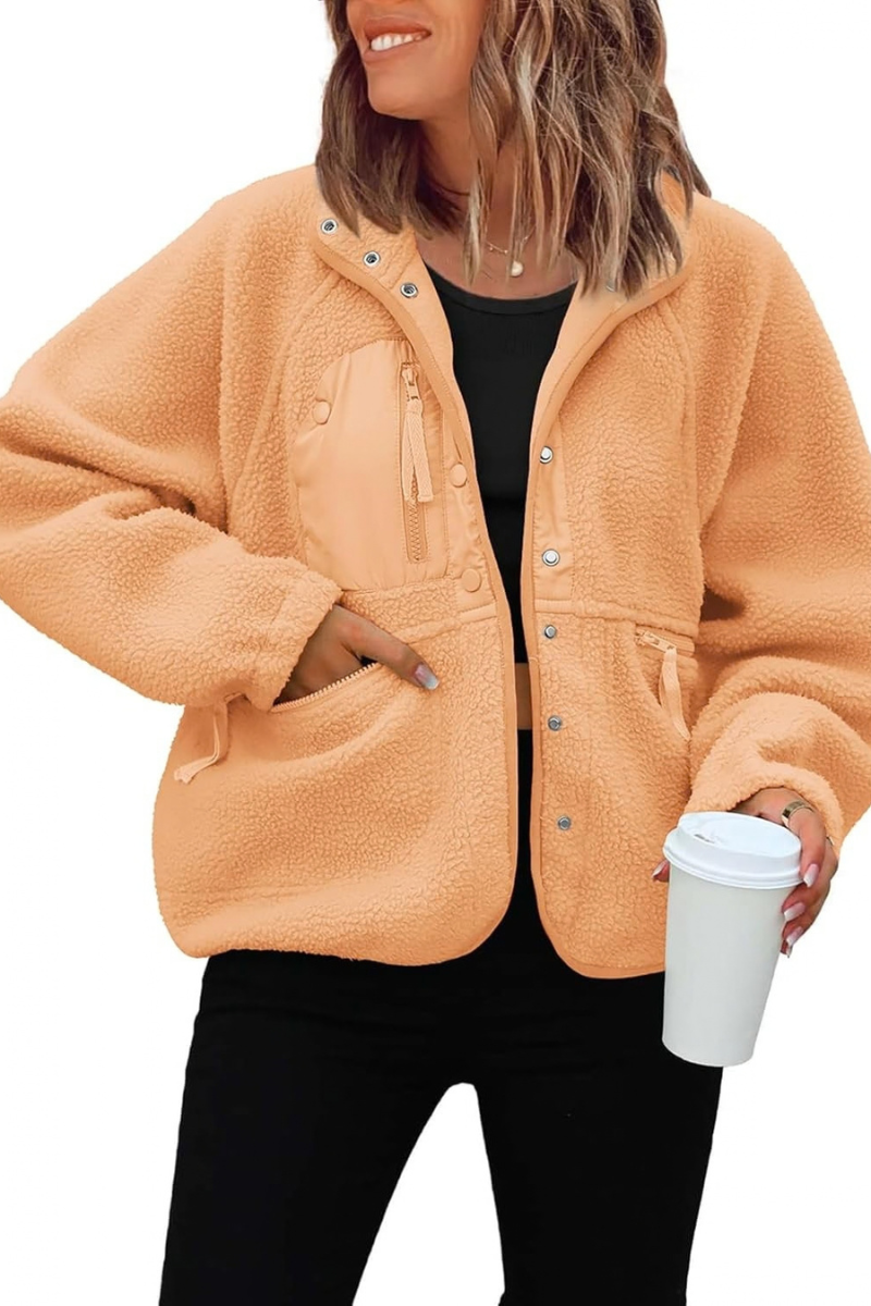 Women Fall Clothing Cozy Sherpa Fleece Utility Jacket