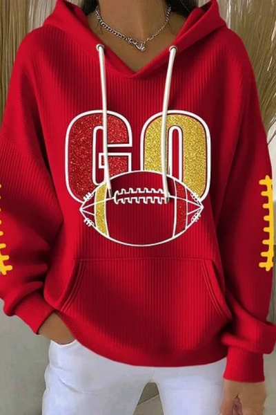 Women Fall Clothing Christmas Santa Ribbed Hoodie