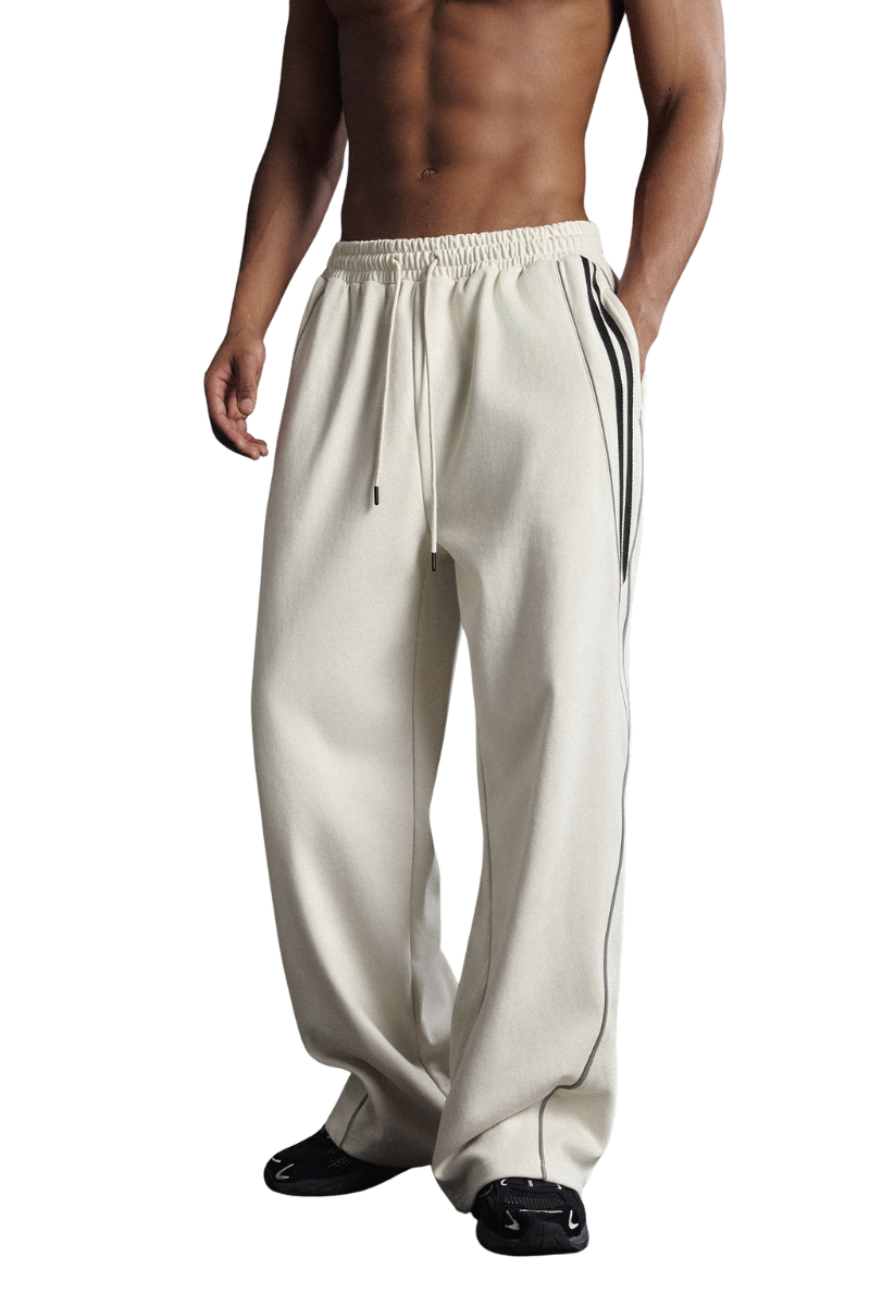 Unisex Fall 365g Reflective Stripe Loose Straight Sweatpants