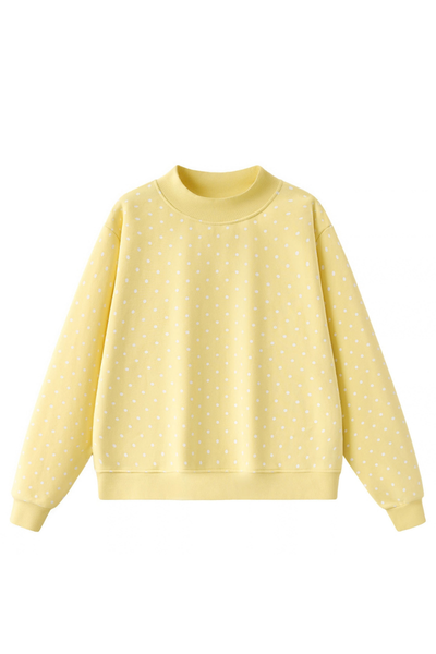 Women's Cozy Fleece Mock Neck Polka Dot Sweatshirt