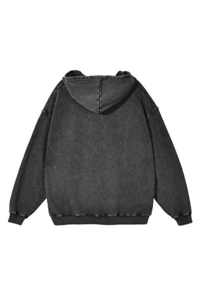 Unisex Fall Heavy Cotton Wax Washed Vintage Pocket Hoodie