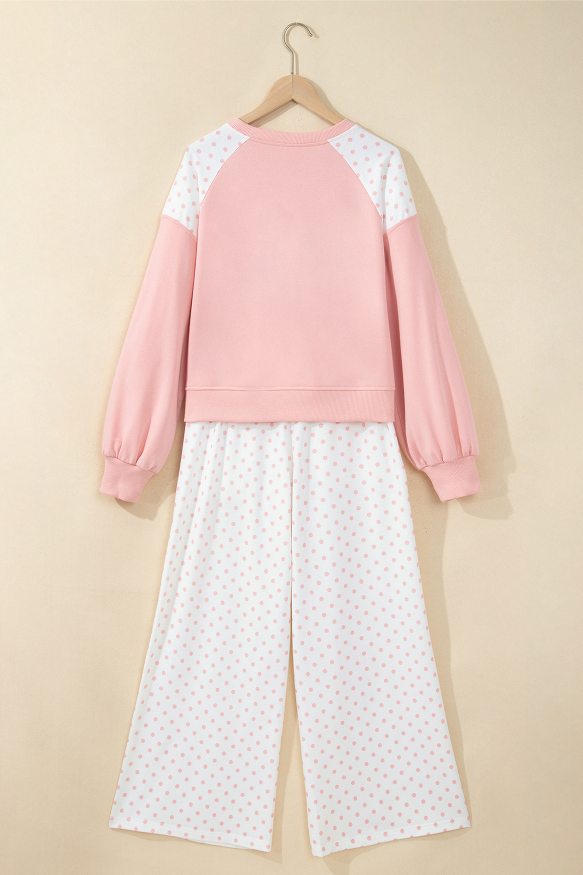 Women's Fall Polka Dot Colorblock Drawstring 2 Piece Set