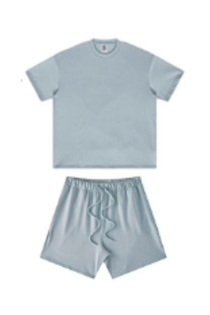 Men's Summer Heavy Solid Outdoor Street Tee & Shorts Set