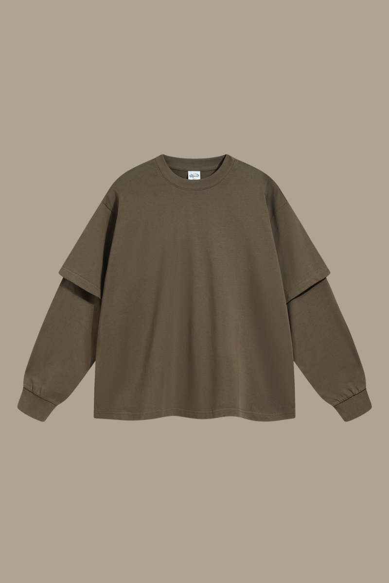 Women's Cotton Patchwork Faux Two-Piece Sweatshirt