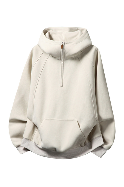 Women Winter Fleece Lined Half Zip High Collar Hoodie