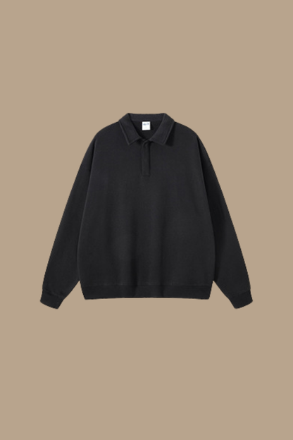 Men's Streetwear Polo Collar  Sweatshirt