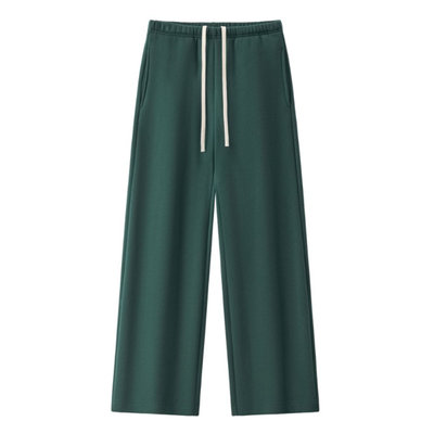 Unisex Spring Cotton Wide-Leg Drawstring Pocket Sweatpants