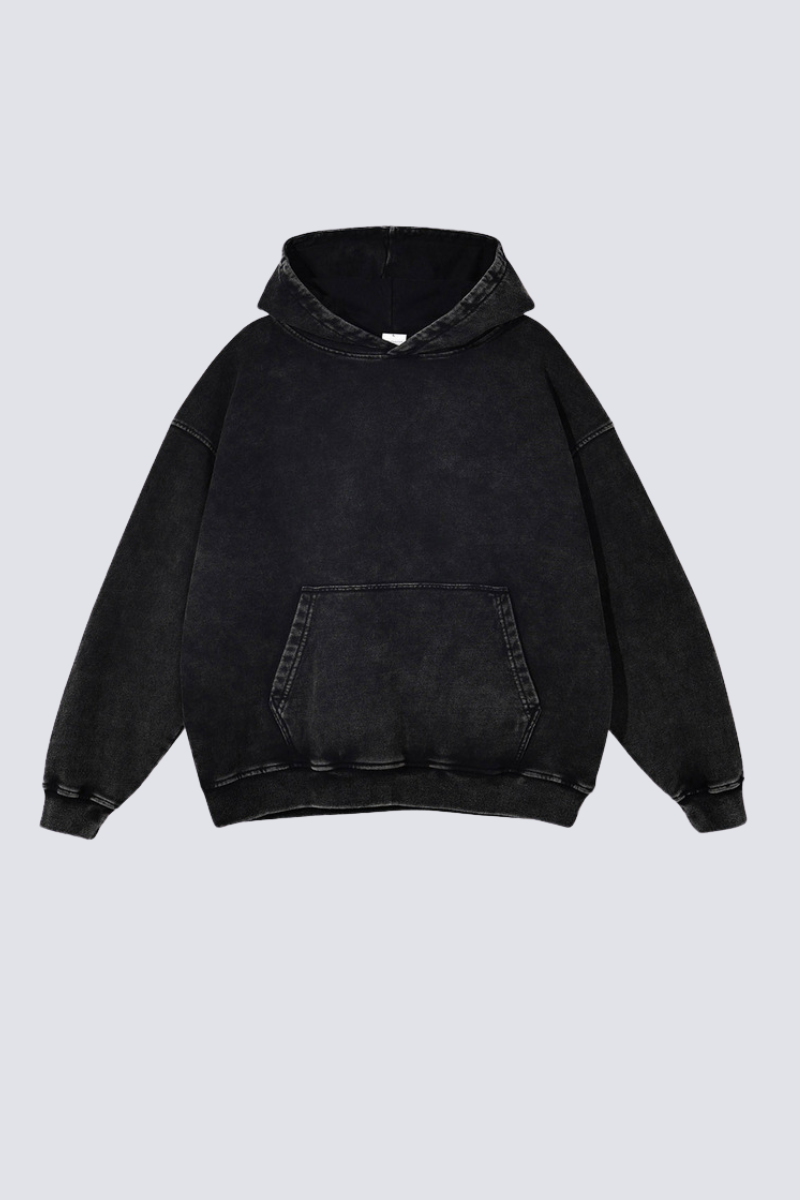 Men's 420g Heavy Cotton Washed Distressed Hoodie