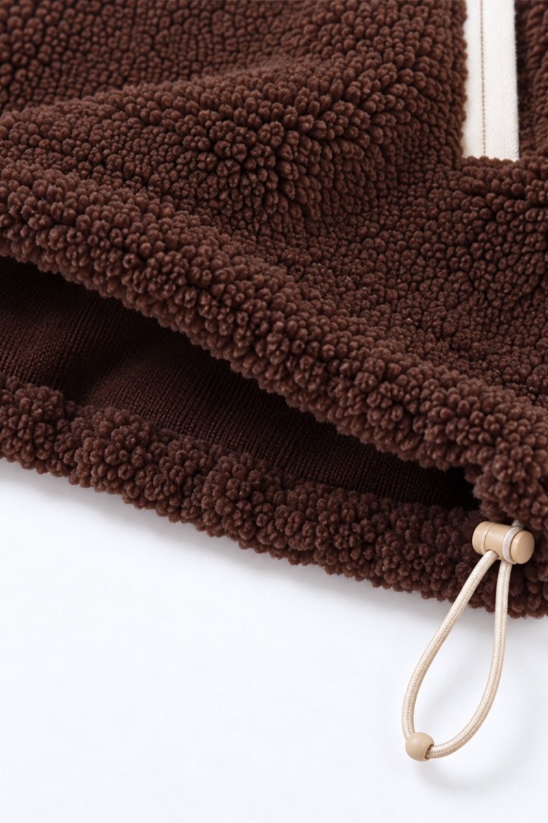Unisex Fall Clothing Half-Zip Colorblock Sherpa Jacket