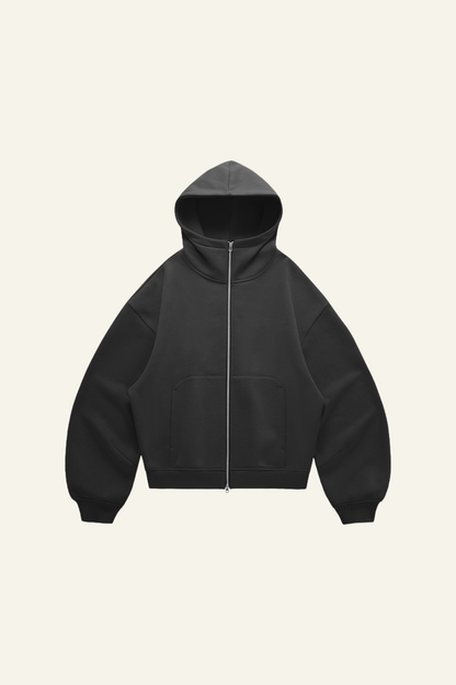 Women's   Streetwear Curved-Sleeve Boxy Hooded Jacket