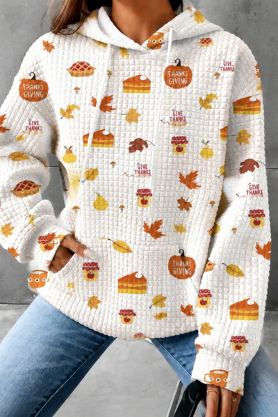 Unisex Fall Clothing Halloween Waffle Knit Graphic Hoodie