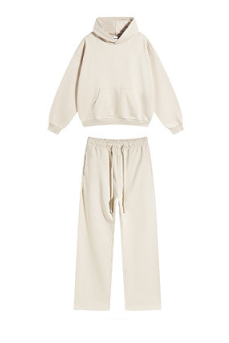 Women's Fall Winter 430g Terry Drawstring Hoodie Set