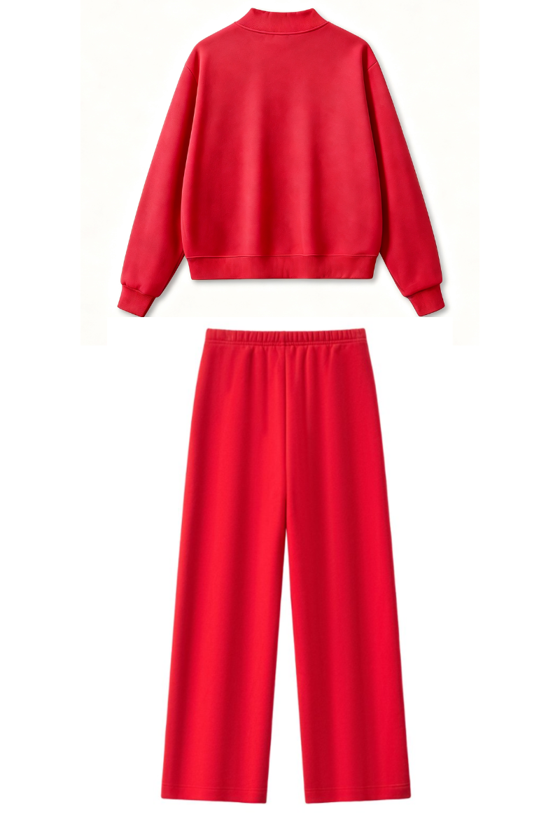Women Fall Mock Neck Sweatshirt Wide Leg Pants Set