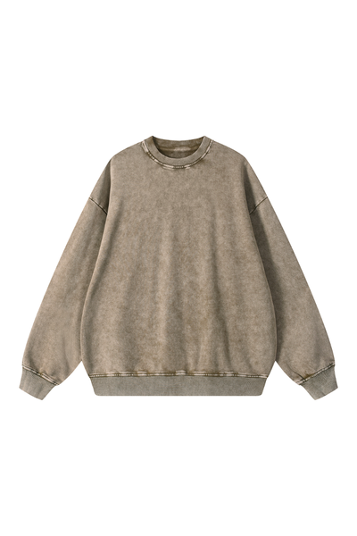Women Fall Clothing 360G Snow Wash Crewneck Sweatshirt