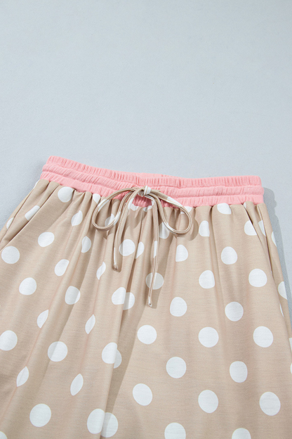 Women's Fall Polka Dot Colorblock Multi-Pocket 2 Piece Set