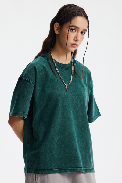 Women's Cotton Streetwear Washed Distressed T-shirt