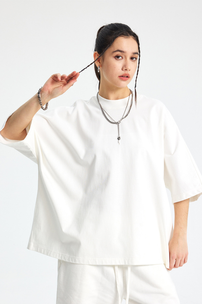 Women's Cotton Relaxed Drop Shoulder Solid T-shirt