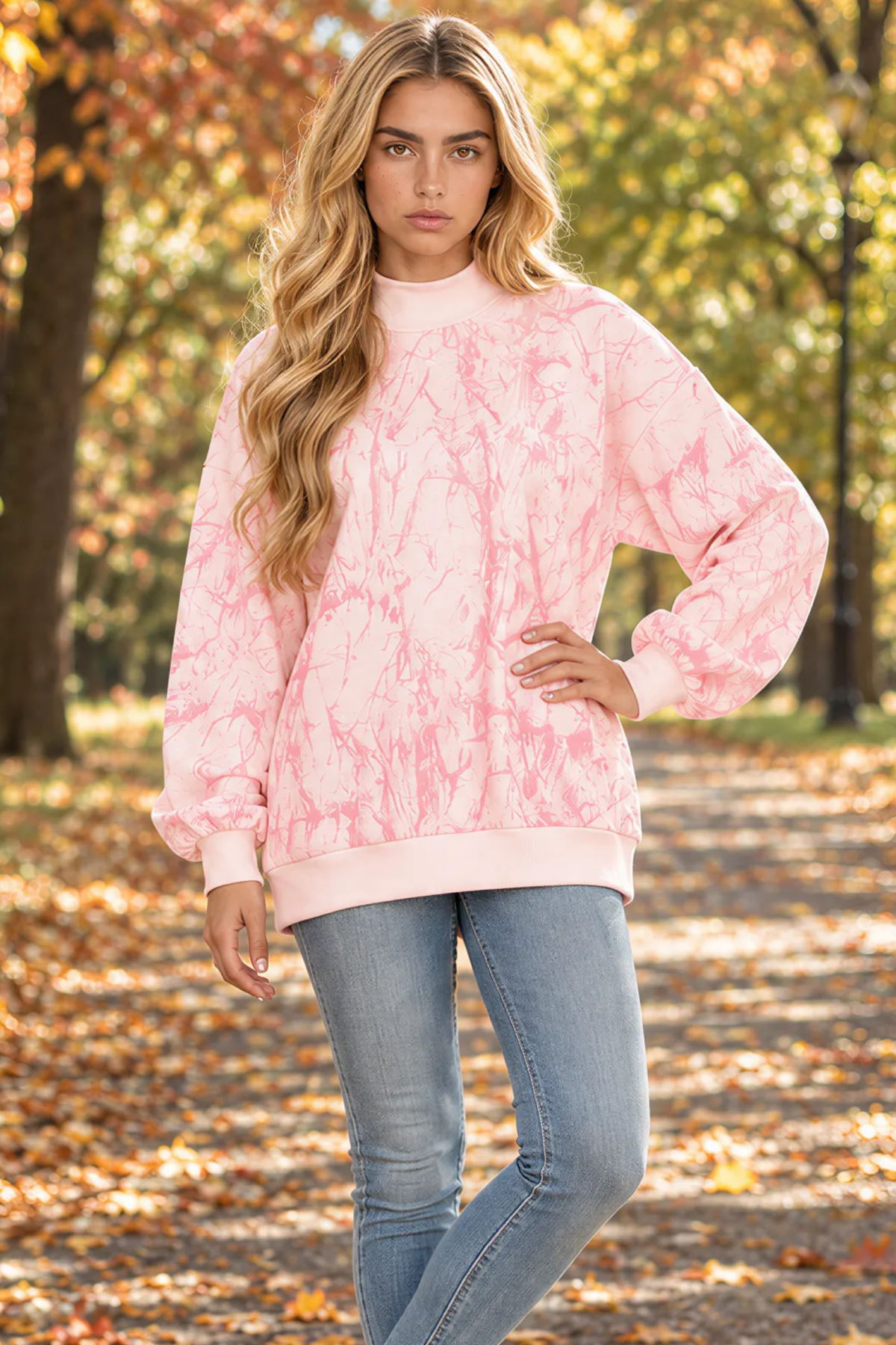 Women's Fall Oversize Crew Neck Pullover Sweatshirt