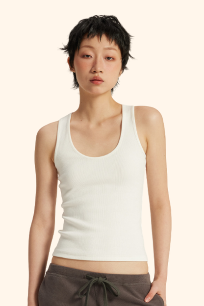 Women's Spring Summer 280g Stretch Rib U-Neck Camisole