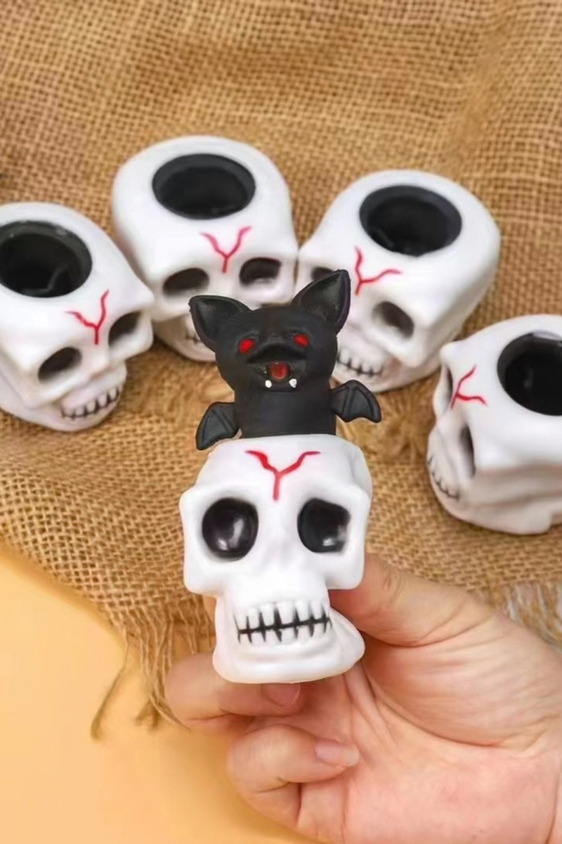 Light Up Halloween Skull Bat Squeeze Cup Fidget Toy