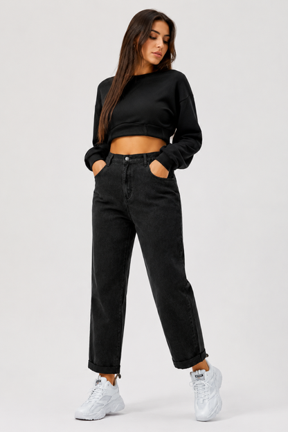Women's Plus Size High Waist Stretch Straight Leg Jeans