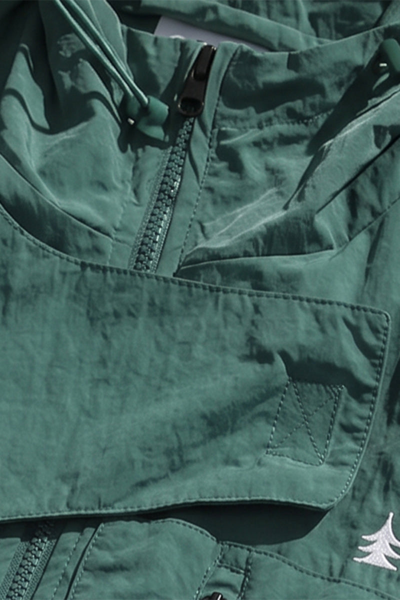 Men's Summer Hooded Multi-Pocket Cropped Utility Cargo Vest