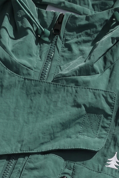 Men's Summer Hooded Multi-Pocket Cropped Utility Cargo Vest