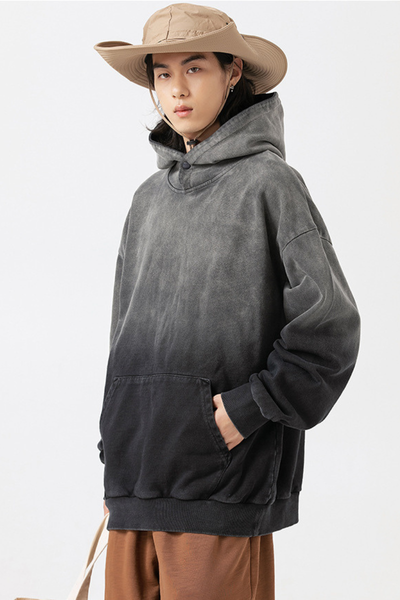 Unisex Retro Washed Gradient Cotton Loose Hoodie