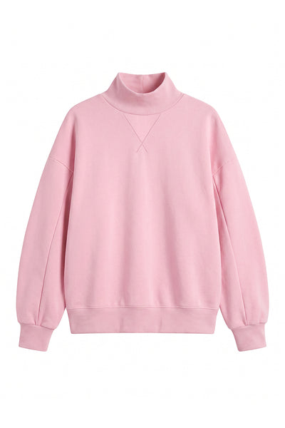 Unisex Fall Clothing Fleece Loose Mock Neck Sweatshirt