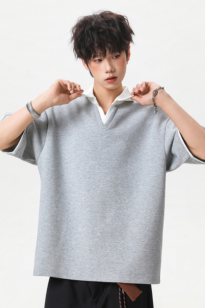 Men's Summer Colorblock MockLayer Seagull Retro Polo