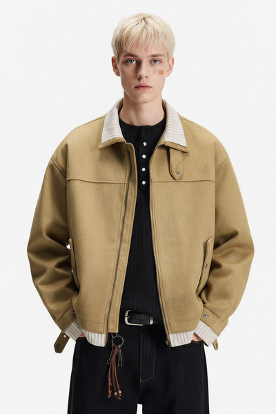 Unisex Spring Cleanfit MockLayer Suede Cropped Jacket