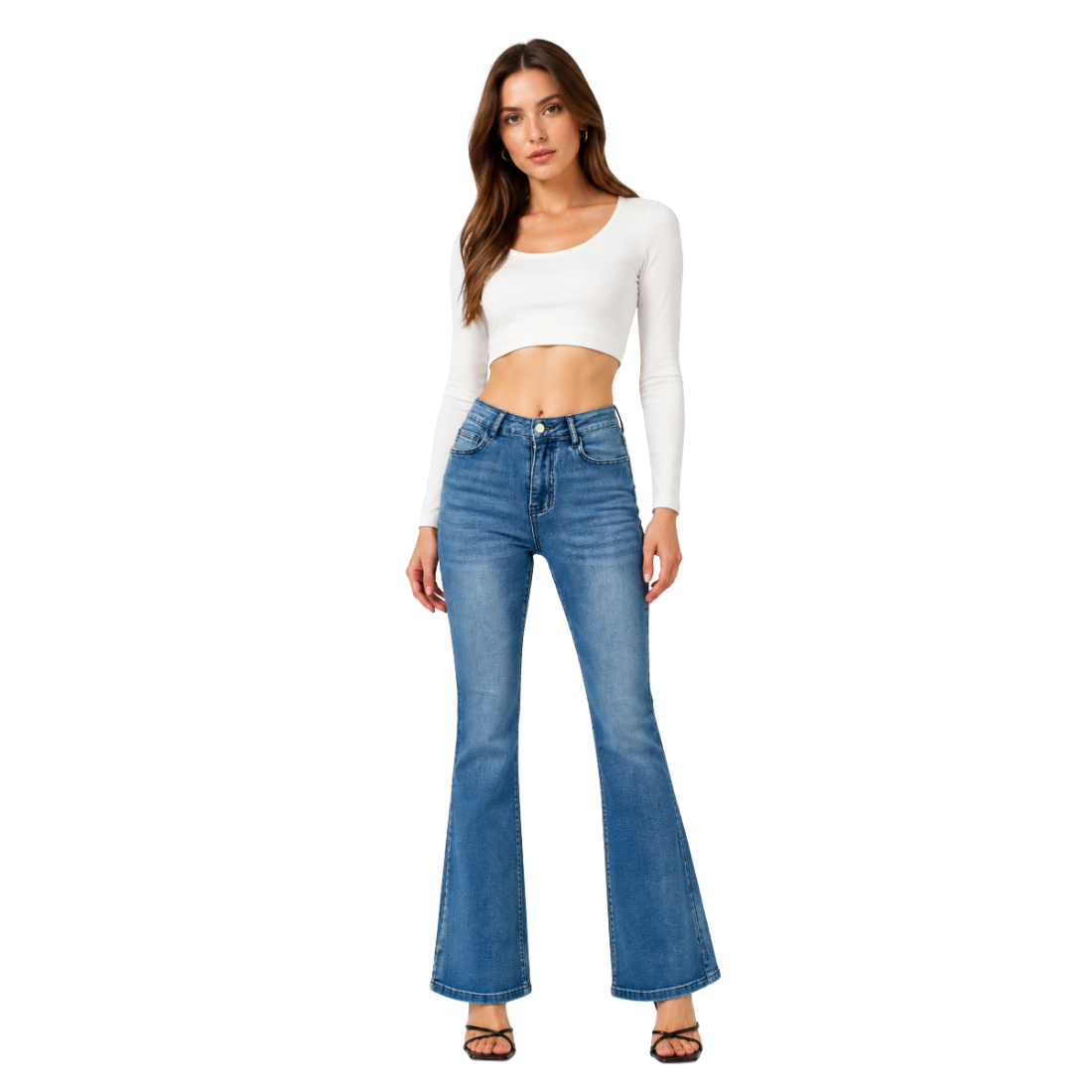 Women's High Waist Stretch Slim Flare Jeans