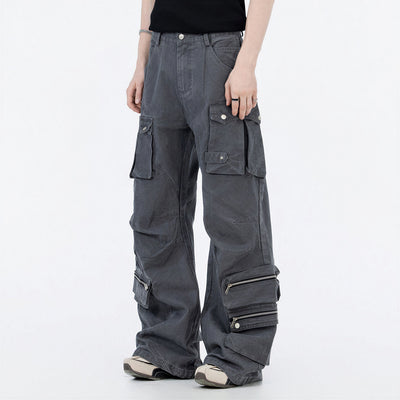 Men's Spring Multi-Pocket Tech Cargo Wide-Leg Pants