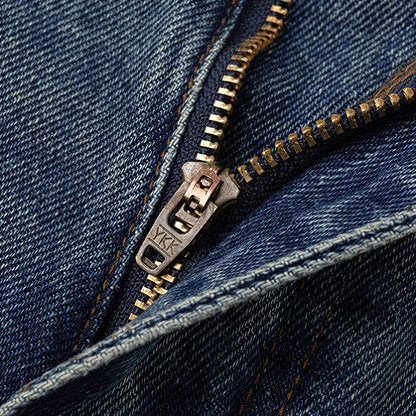 Men's Spring Vintage Blue Multi-Pocket Cargo Denim Jeans