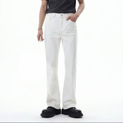 Men's Spring White Slim Flare Denim Jeans