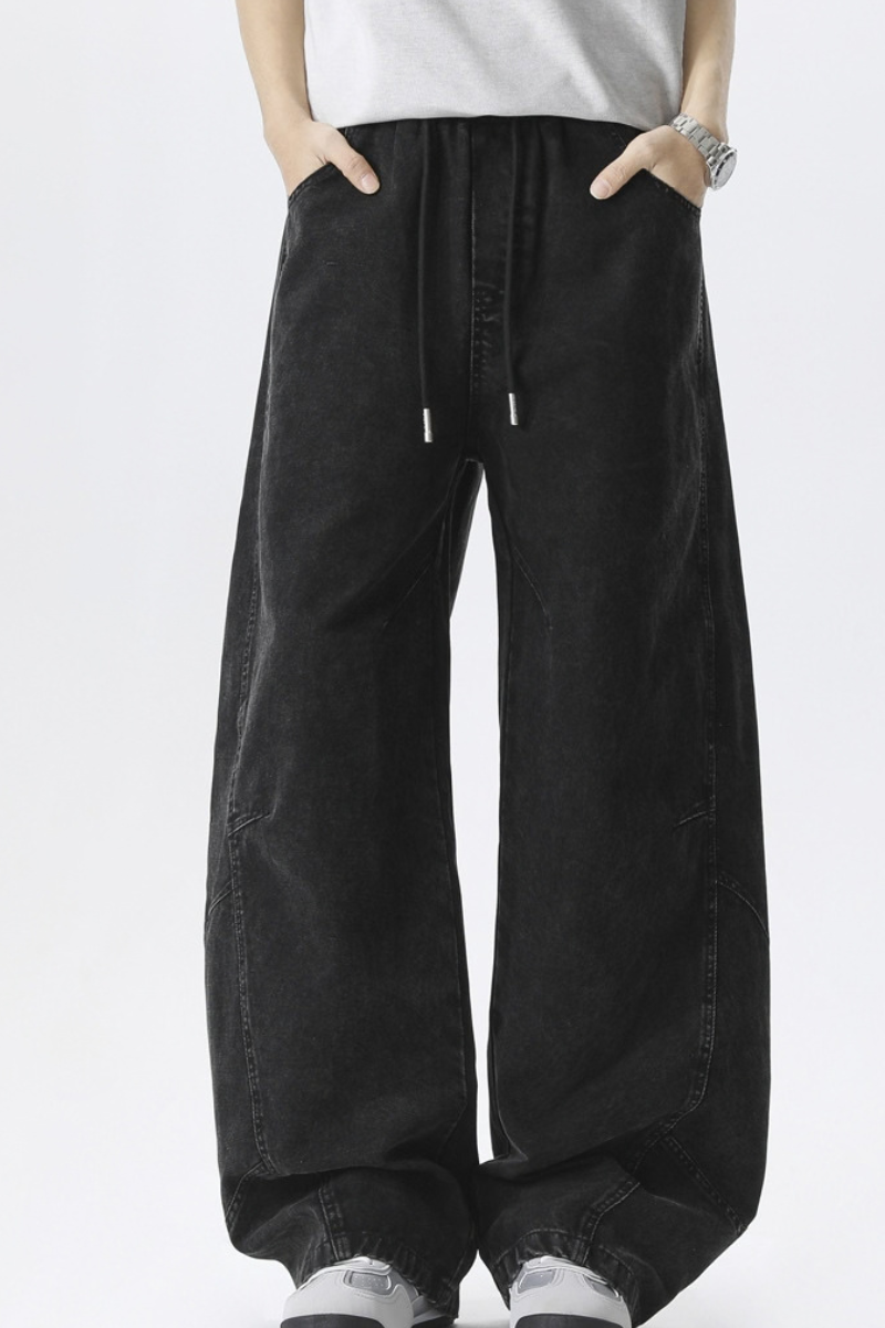 Men All Season Vintage Washed Wide Leg Scimitar Pants