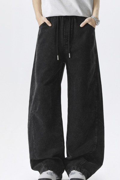 Men All Season Vintage Washed Wide Leg Scimitar Pants