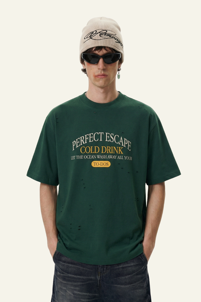 Mne's Streetwear Vintage  Distressed T-shirt