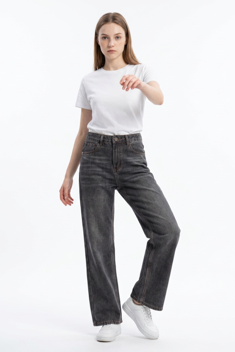 Women's Wash High Waist Straight Leg Jeans