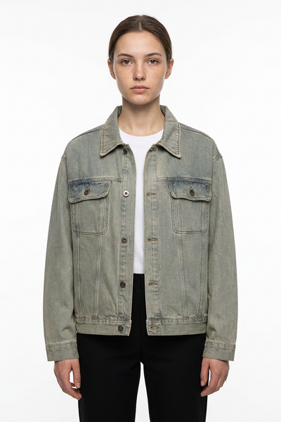 Women's Classic Vintage Blue Relaxed Fit Denim Jacket